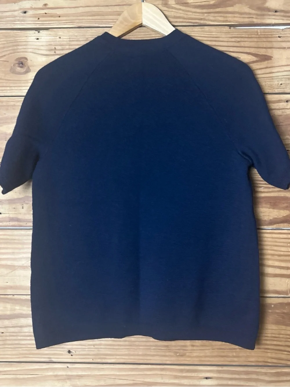 J. Crew navy Marino wool women’s sweater with leather pockets